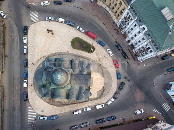 Top view at the Church of the Assumption of the Virgin Pirogoshchi, Podol district in the city of Ki Stock photo © artjazz