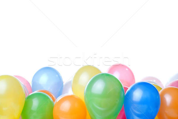 Foto stock: Color · globos · aislado · blanco · cumpleanos · marco