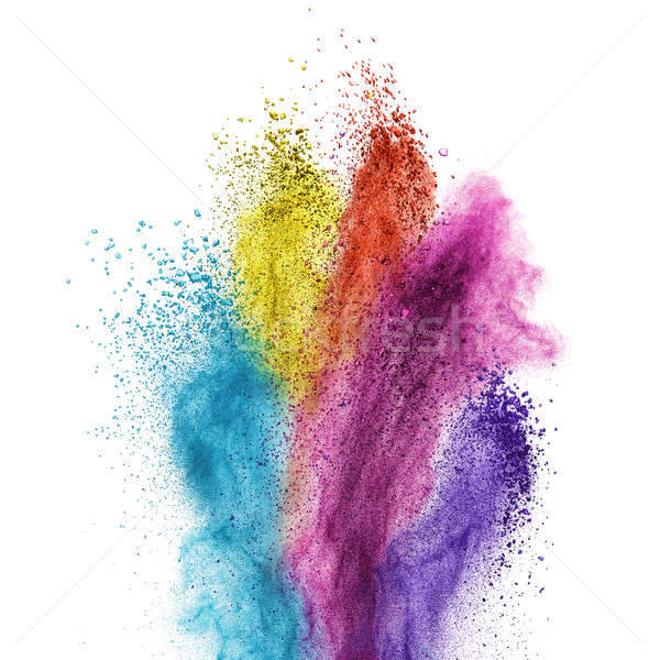 Culoare praf explozie izolat alb textură Imagine de stoc © artjazz