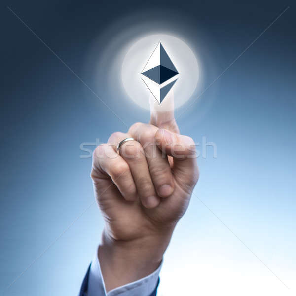 hand man touch the ripple icon Stock photo © artjazz