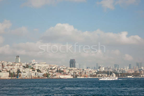 Stock fotó: Város · Isztambul · távolság · kék · ég · komp · hajó