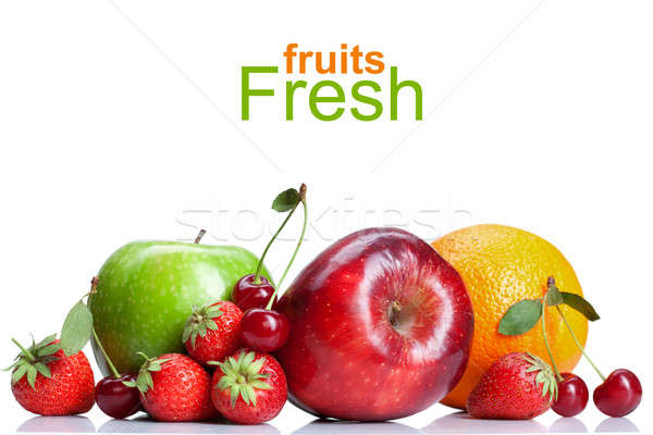 Foto stock: Verano · frescos · frutas · aislado · blanco · manzana