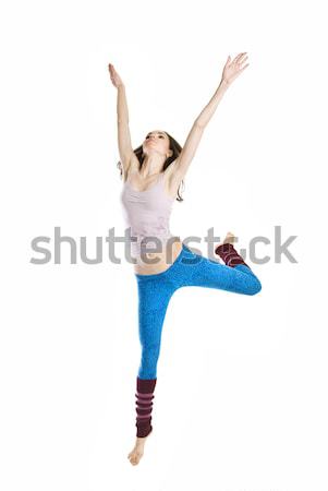 Stockfoto: Springen · jonge · danser · geïsoleerd · witte · vrouw