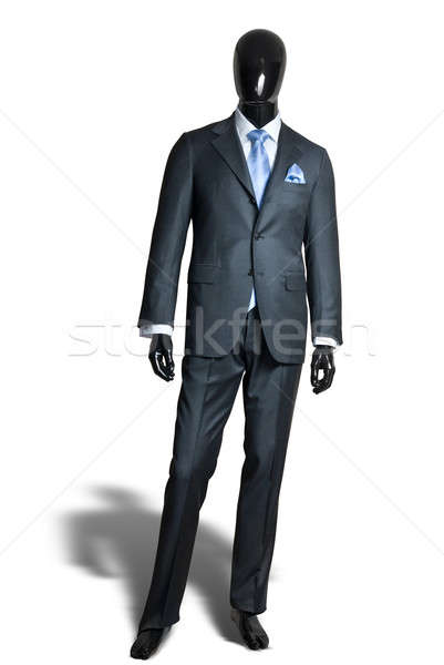 Foto stock: Negocios · gris · oscuro · maniquí · aislado · blanco