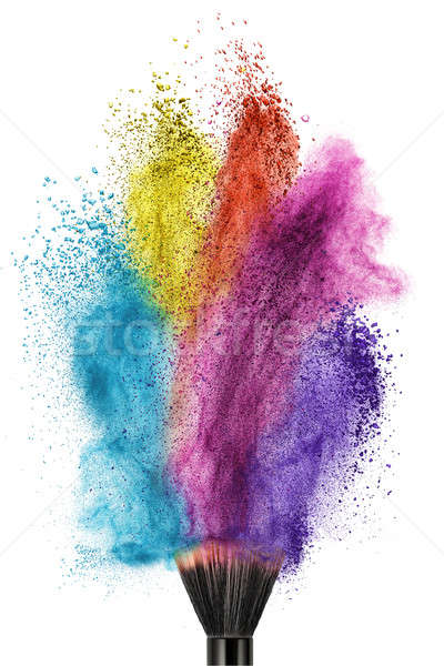 makeup brush with color powder isolated Stock photo © artjazz