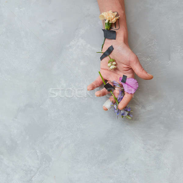 Human being's hand with flowers Stock photo © artjazz