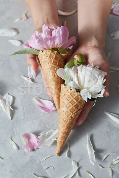 Yaratıcı gönderemezsiniz kart gofret nazik çiçekler Stok fotoğraf © artjazz