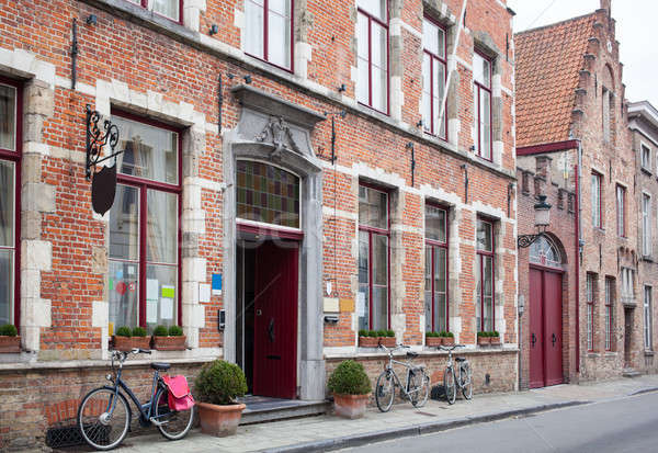 Traditional medieval red brickwall architecture Stock photo © artjazz