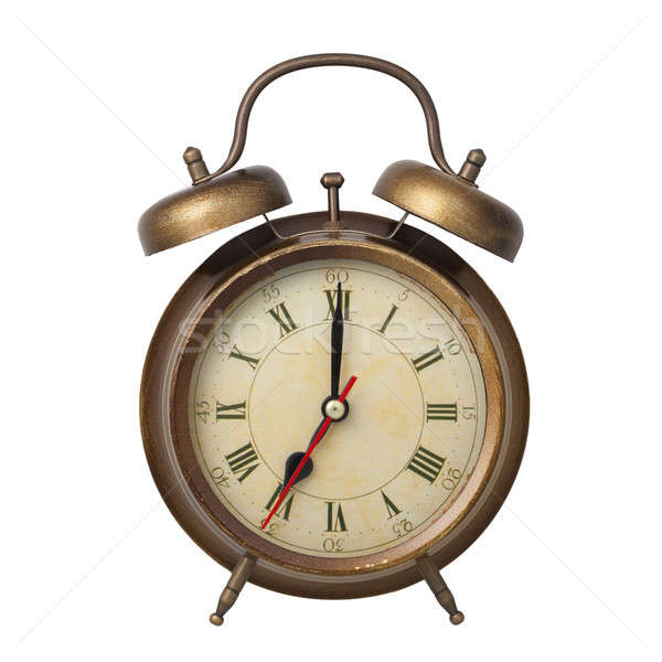 Brown old style alarm clock isolated on white Stock photo © artjazz
