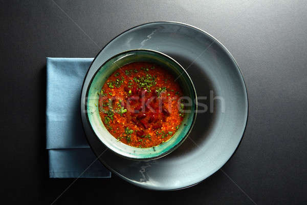 Foto stock: Russo · vermelho · sopa · prato · carne · branco