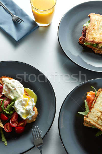 Breakfast table with food. Stock photo © artjazz