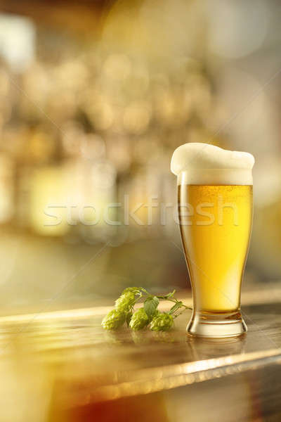 glass of beer on a table in a bar Stock photo © artjazz