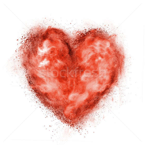 red heart made of black powder explosion isolated on white Stock photo © artjazz