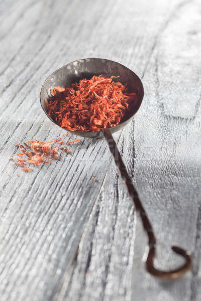 saffron in spoon on wooden backgound Stock photo © artjazz