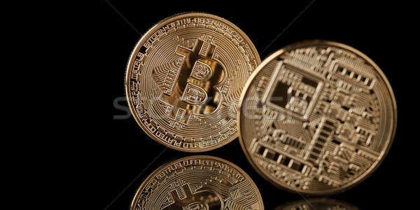 Bitcoin moeda de ouro isolado preto tanto novo Foto stock © artjazz