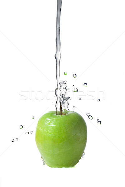 édesvíz csobbanás zöld alma izolált fehér Stock fotó © artjazz