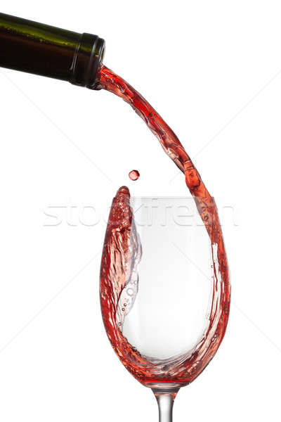 ストックフォト: 赤ワイン · ガラス · スプラッシュ · 孤立した · 白