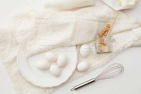 Zdjęcia stock: Składniki · gotowania · jaj · mleka · masło