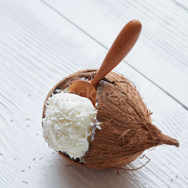 Delicious vanilla ice cream in coconut Stock photo © artjazz