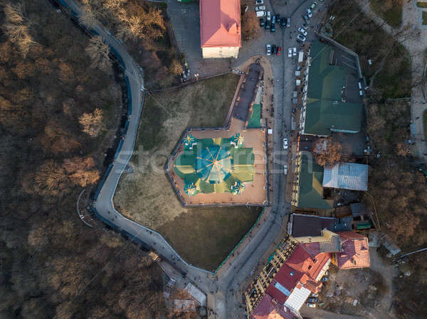 Edifice of St Andrew's Church in Kiev city view from above Stock photo © artjazz