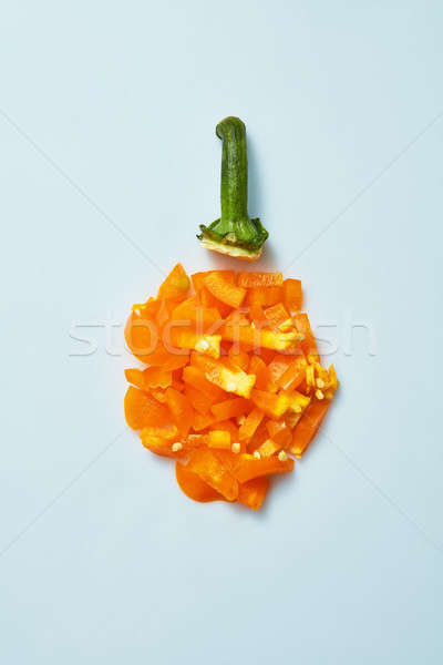 chopped yellow sweet peppers on a gray background Stock photo © artjazz