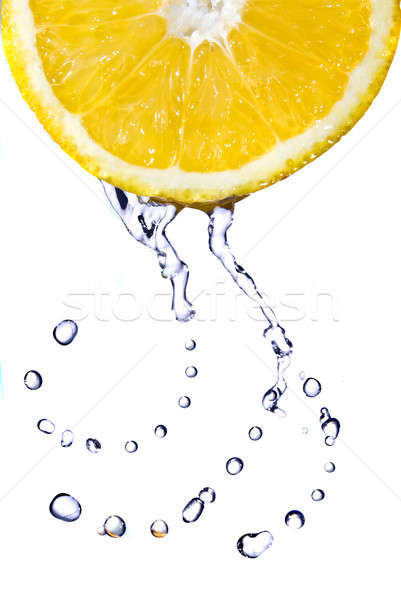 Stock photo: fresh water drops on lemon isolated on white