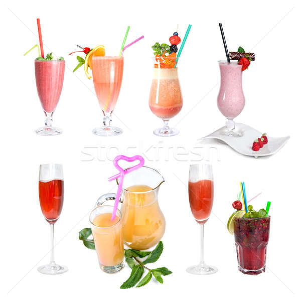 set of various cold cocktails isolated on white Stock photo © artjazz