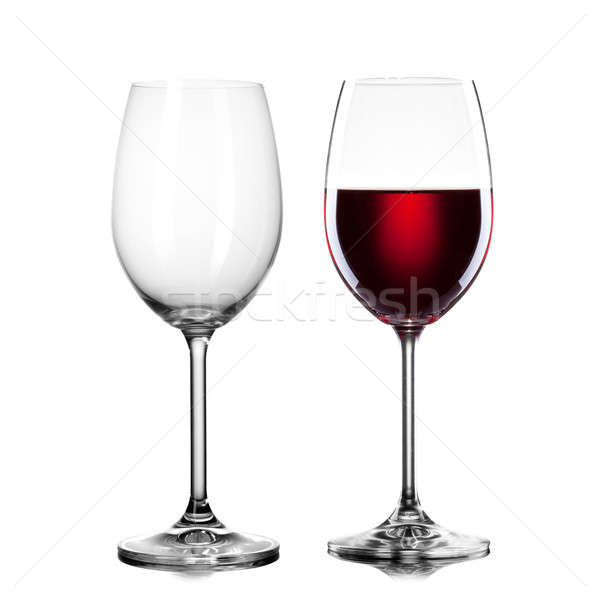 ストックフォト: 空っぽ · フル · ガラス · ワイン · 孤立した · 白