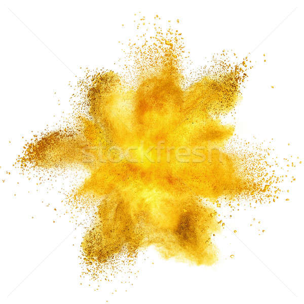 Yellow powder explosion isolated on white Stock photo © artjazz