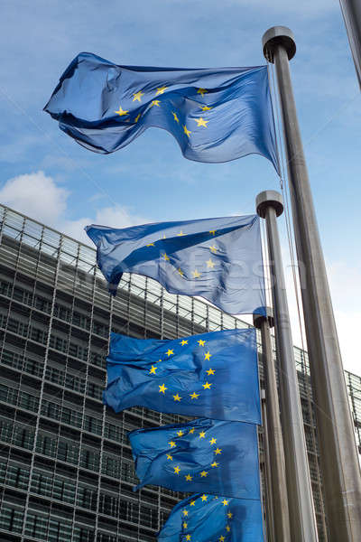 European Union flags in front of the Berlaymont building (Europe Stock photo © artjazz