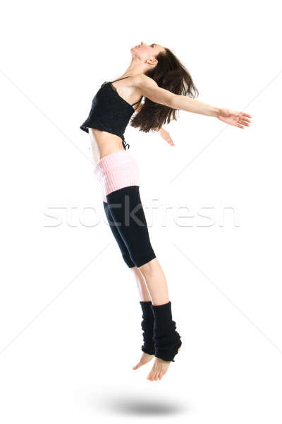 Springen jonge danser geïsoleerd witte vrouw Stockfoto © artjazz