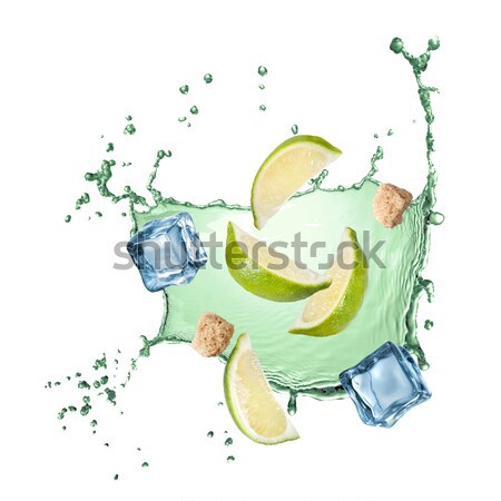 Fresh lime, mint and ice cubes. Stock photo © artjazz