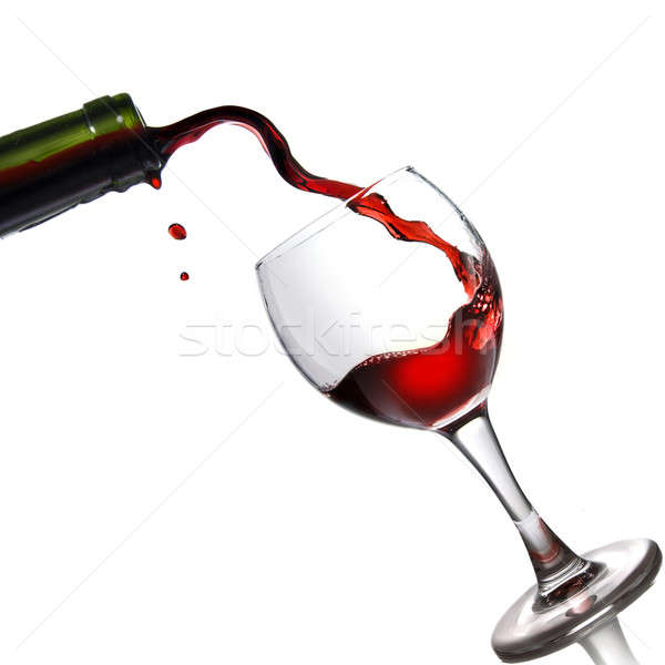 Foto stock: Vinho · tinto · vidro · isolado · branco · vinho