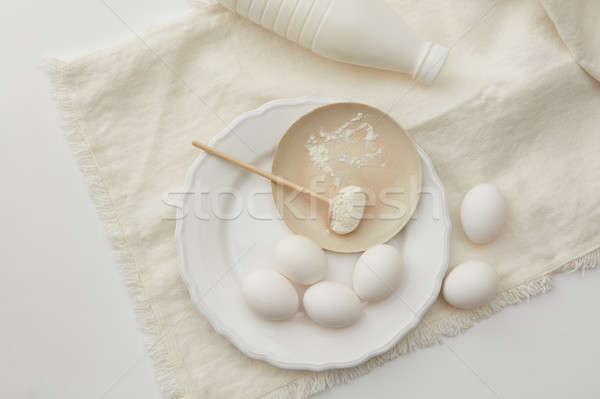 Stok fotoğraf: Yumurta · kaşık · un · beyaz