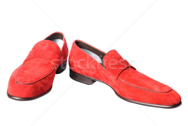 red male leather shoes isolated on white Stock photo © artjazz