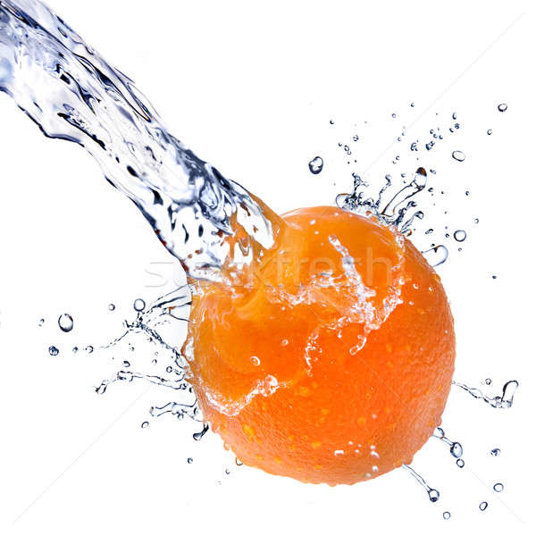 淡水 濺 橙 孤立 白 食品 商業照片 © artjazz