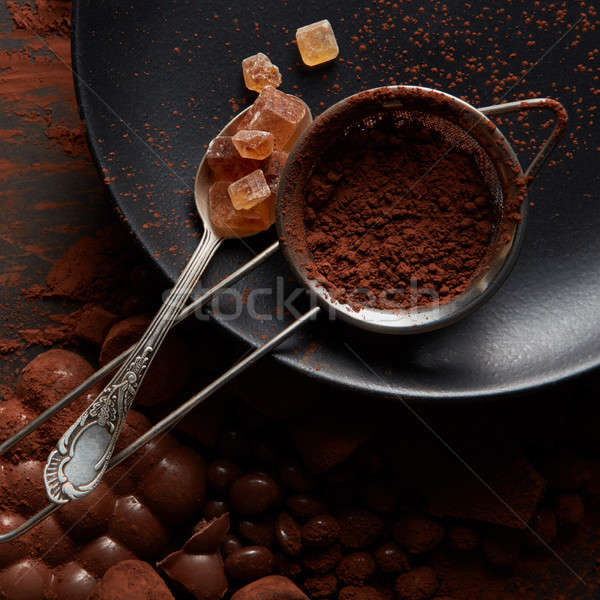 Turco polvo cuchara negro placa Foto stock © artjazz