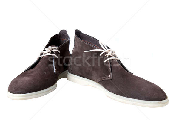 Marrón masculina cuero zapatos aislado blanco Foto stock © artjazz