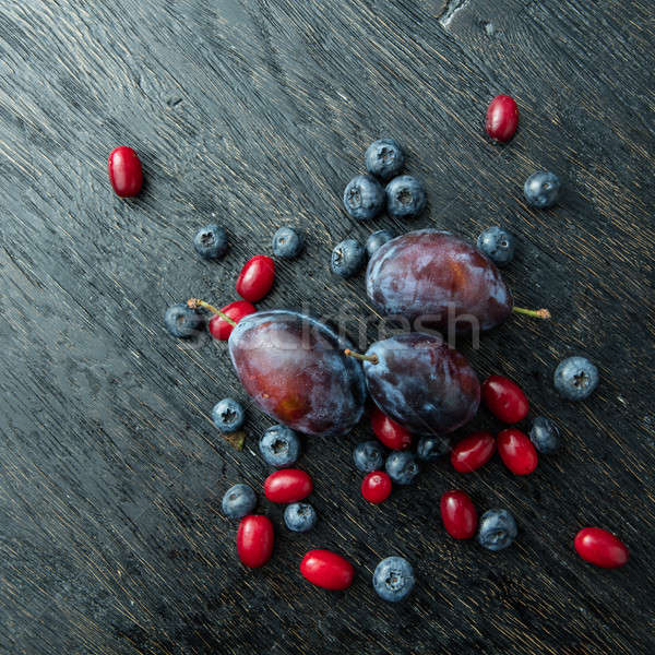 Blueberry, plum and dogwood Stock photo © artjazz