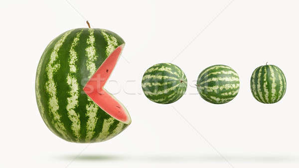 Funny Wassermelone isoliert weiß Business Essen Stock foto © artjazz