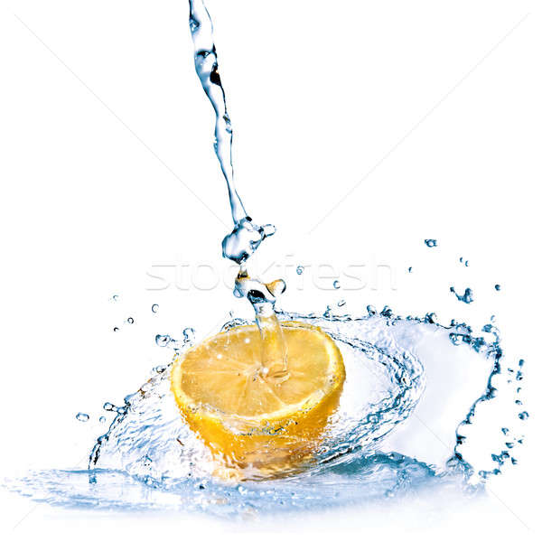 fresh water drops on lemon isolated on white Stock photo © artjazz