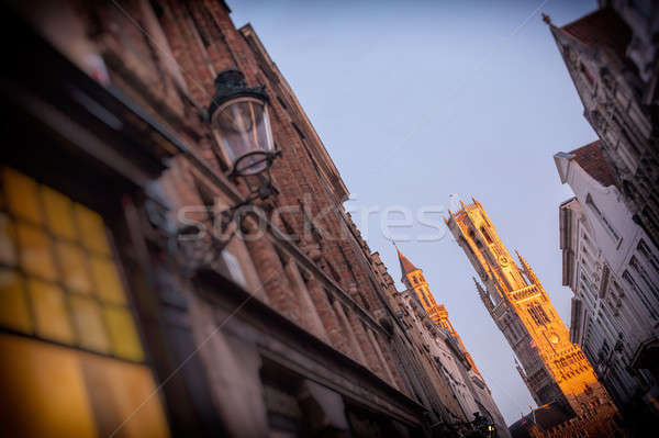 The belfry of Bruges at the night Stock photo © artjazz