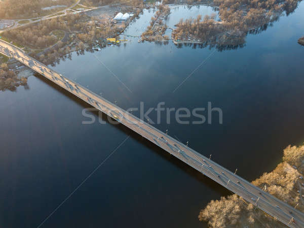 Aerial photo of the Dnieper and the North Bridge in April. Kiev, Ukraine Stock photo © artjazz
