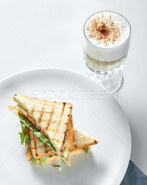 завтрак Кубок кофе продовольствие древесины таблице Сток-фото © artjazz