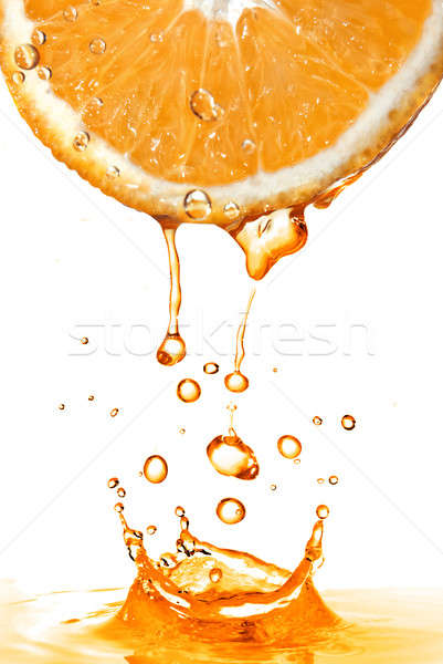 Foto stock: Rodaja · de · naranja · Splash · jugo · aislado · blanco · vino