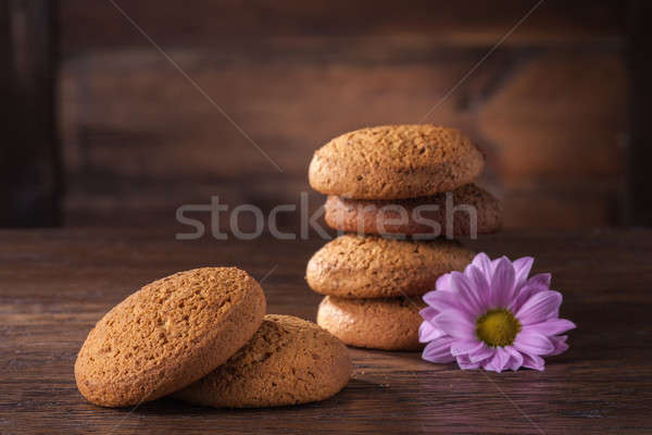 oat cookies on wooden table Stock photo © artjazz