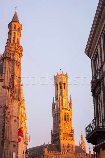 Belfry of Bruges at evening. Stock photo © artjazz