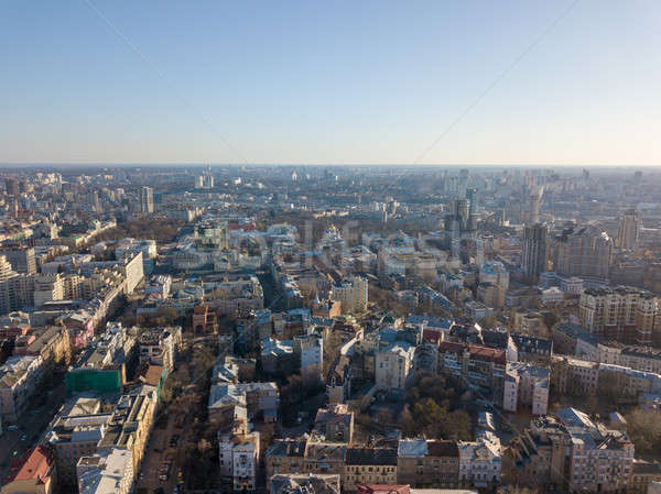 Landscape on the old city of Kiev with a spring sunny day. Photography from a drone Stock photo © artjazz