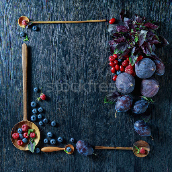 frame with berries and figs Stock photo © artjazz