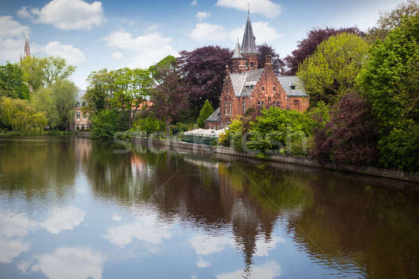 Spring landscape in Love lake - Bruges, Belgium Stock photo © artjazz